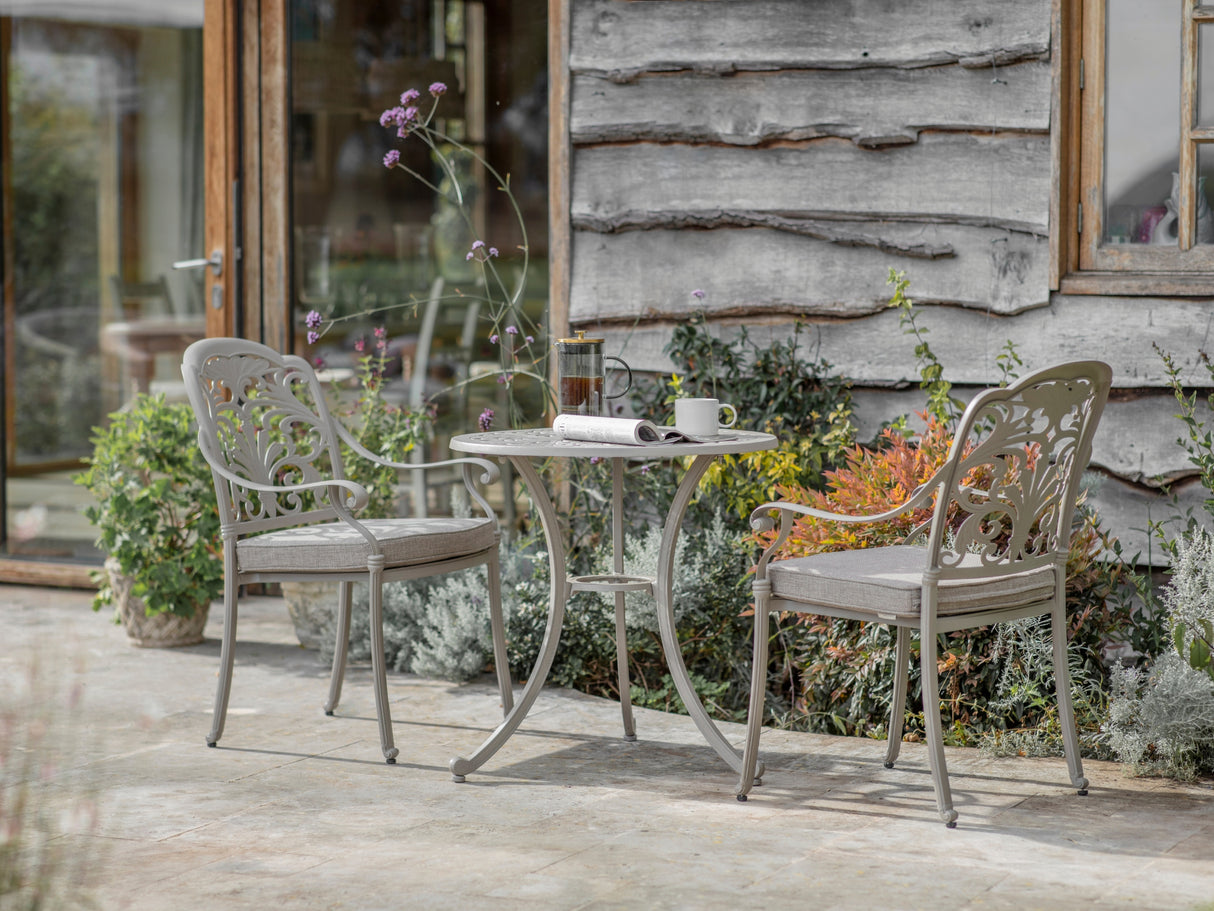 Venice 78cm Round Bistro Table with 2 Stacking Armchairs
