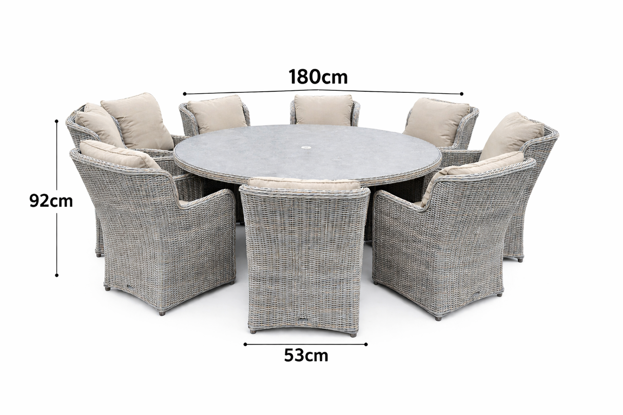 Flint 8-Seater Rattan Dining Set with Round Table
