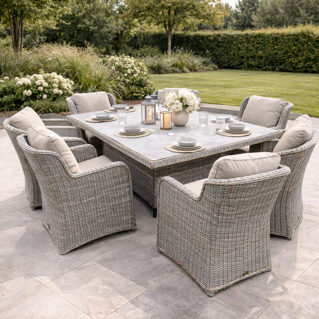 Valley 8-Seater Rattan Dining Set with Long Table