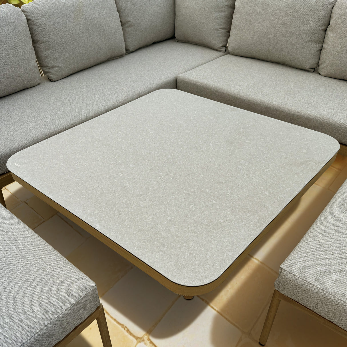 Beacon Corner Sofa and 2 Stools Dining Set with Square Table