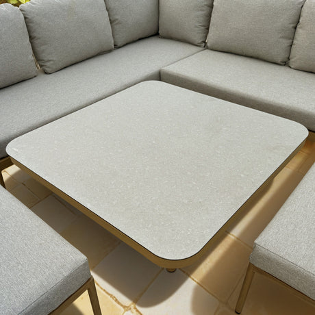 Beacon Corner Sofa and 2 Stools Dining Set with Square Table