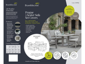 Bramblecrest Prague 3 Seat Lounge Set Cover – Khaki