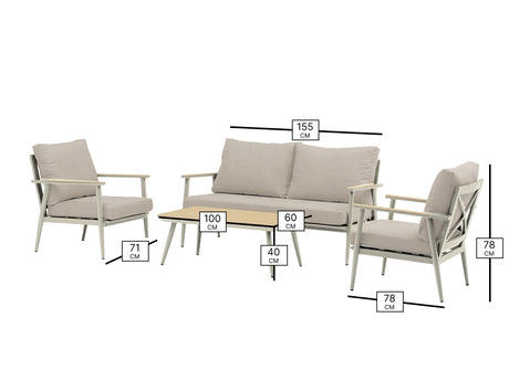Bramblecrest Wisley 2 Seat Lounge Set with 2 Sofa Chairs & Coffee Table