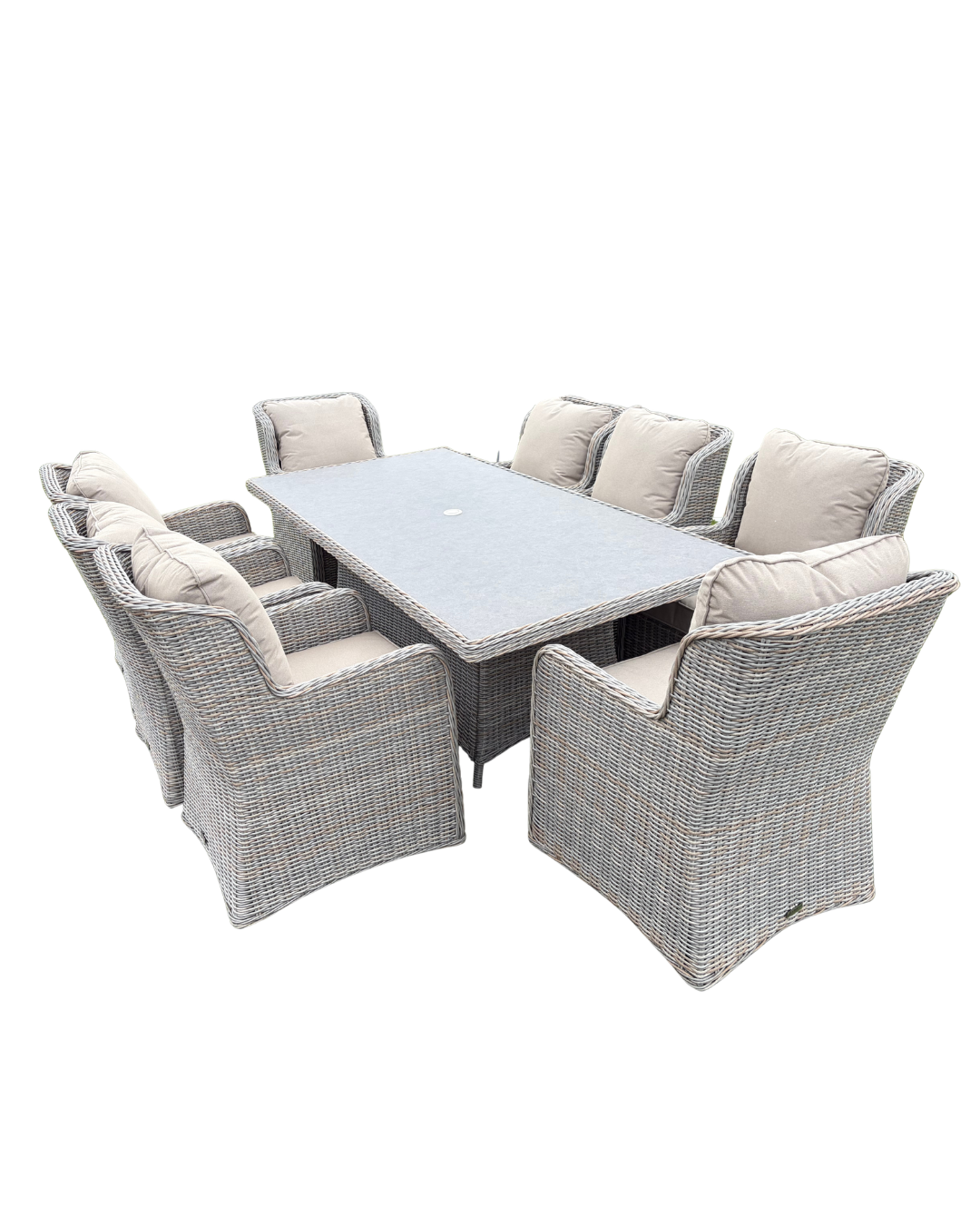 Valley 8-Seater Rattan Dining Set with Long Table