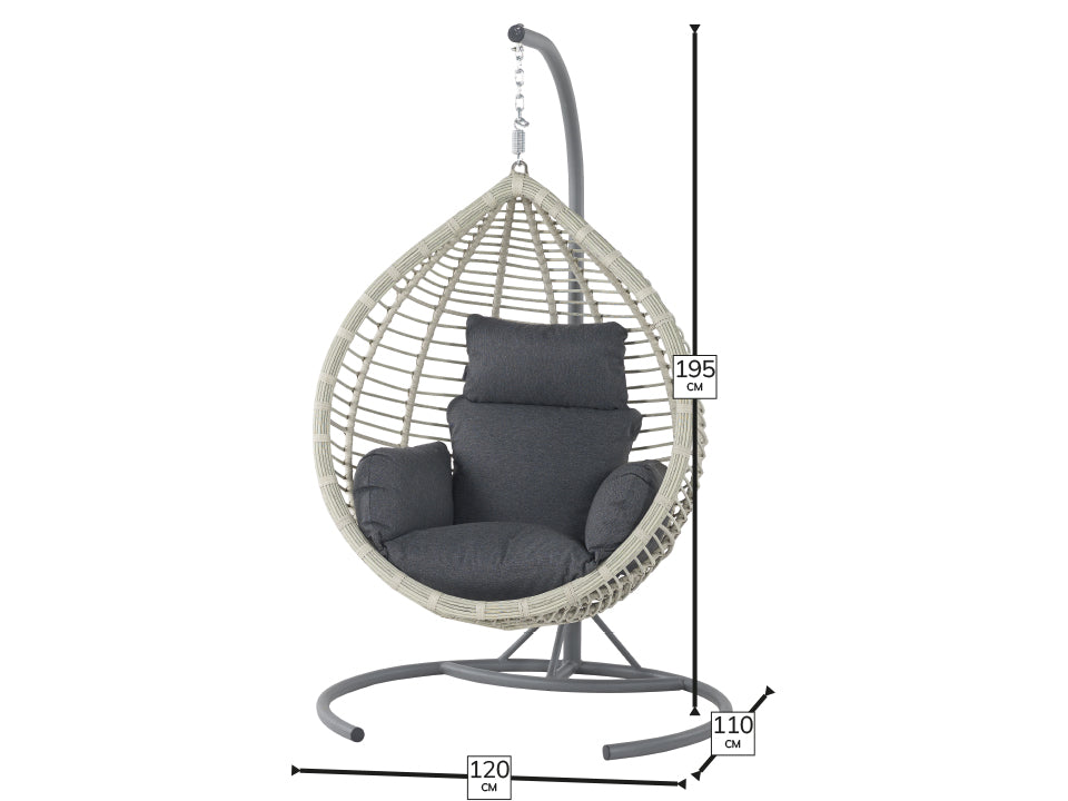 Bramblecrest Chedworth Single Tulip Hanging Cocoon – Dove Grey