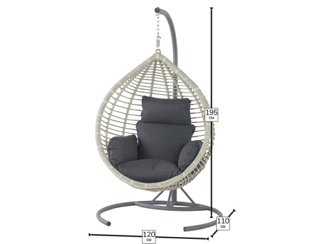 Bramblecrest Chedworth Single Tulip Hanging Cocoon – Dove Grey