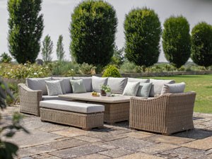 Bramblecrest Fairford L-Shape Corner Sofa Set with Adjustable Table, Bench & Chair