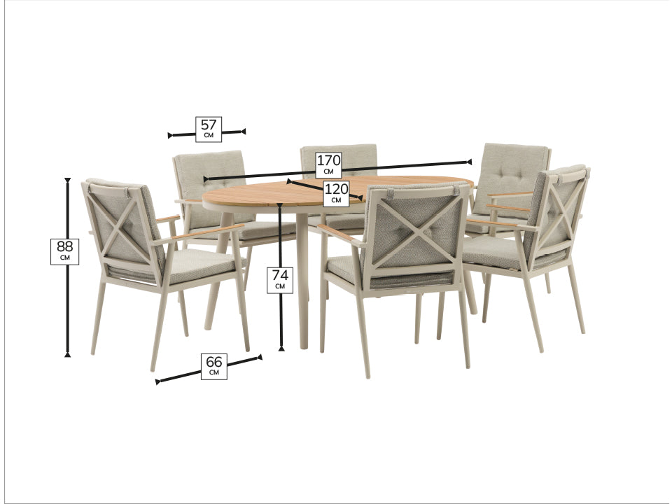 Bramblecrest Wisley 6 Seat Elliptical Dining Set with Parasol & Base – Mocha