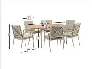 Bramblecrest Wisley 6 Seat Elliptical Dining Set with Parasol & Base – Mocha