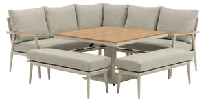 Bramblecrest Wisley Corner Sofa Set with Adjustable Table & 2 Benches – Mocha