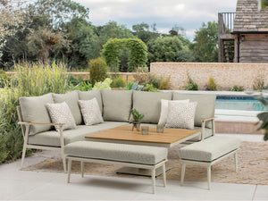 Bramblecrest Wisley Corner Sofa Set with Adjustable Table & 2 Benches – Mocha