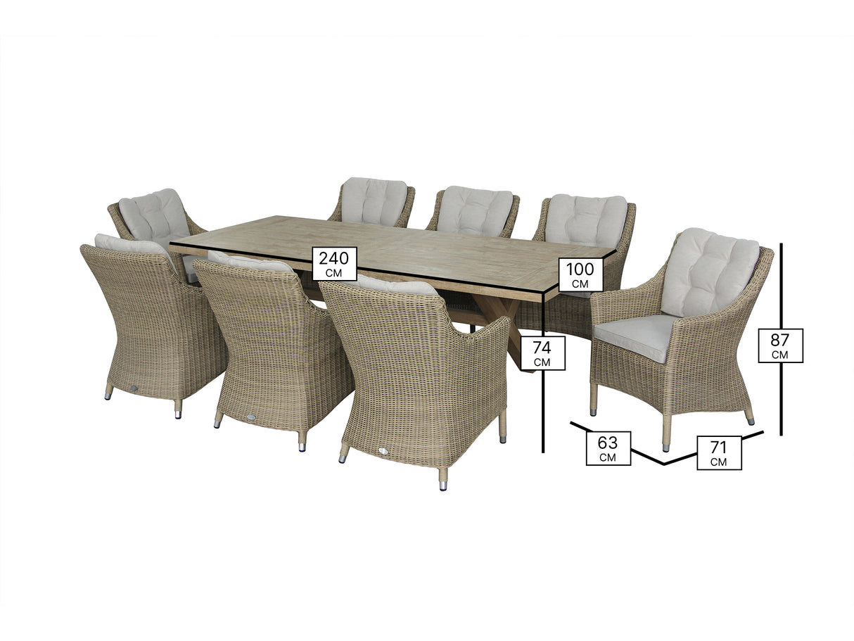 Bramblecrest Fairford 8 Seat Ceramic Top Dining Set