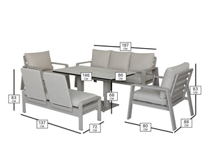 Bramblecrest Prague 3 Seat Lounge Set with Adjustable Table, 2 Chairs & Bench