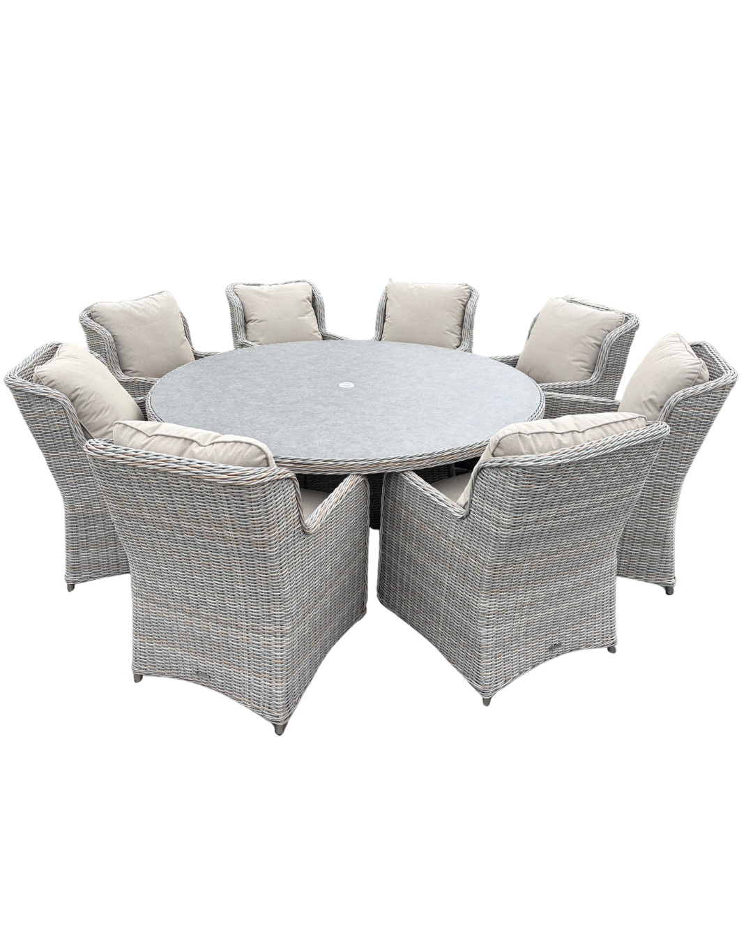 Flint 8-Seater Rattan Dining Set with Round Table