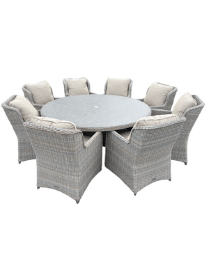 Flint 8-Seater Rattan Dining Set with Round Table