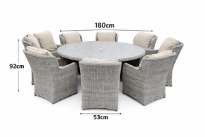 Flint 8-Seater Rattan Dining Set with Round Table