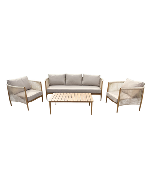 Ridgeway Sofa, Stools and Square Slat Coffee Table Set