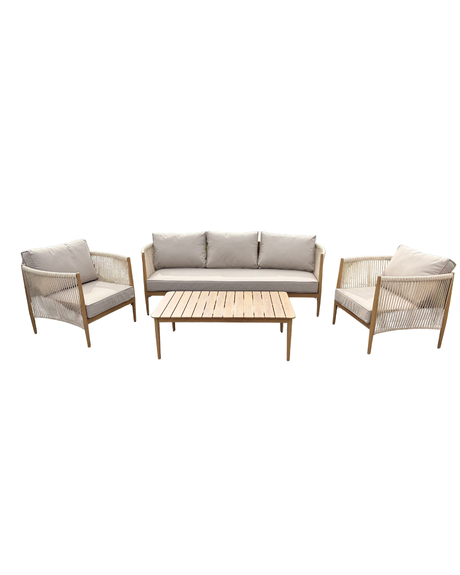 Ridgeway Sofa, Stools and Square Slat Coffee Table Set