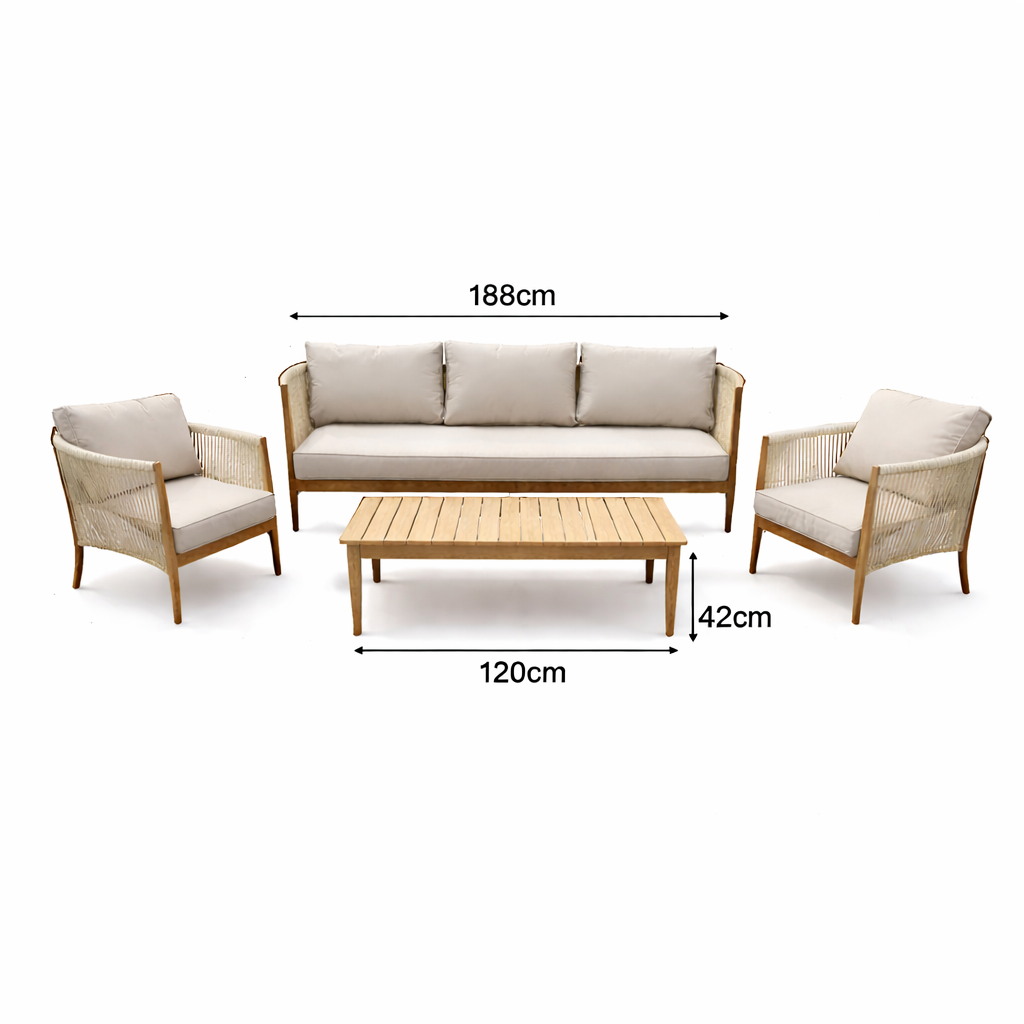 Ridgeway Sofa, Stools and Square Slat Coffee Table Set