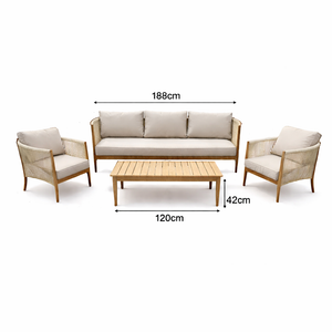 Ridgeway Sofa, Stools and Square Slat Coffee Table Set