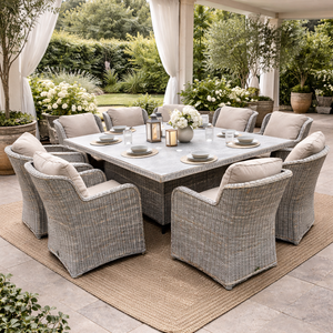 Valley 8-Seater Rattan Dining Set with Long Table