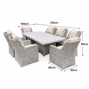 Valley 8-Seater Rattan Dining Set with Long Table