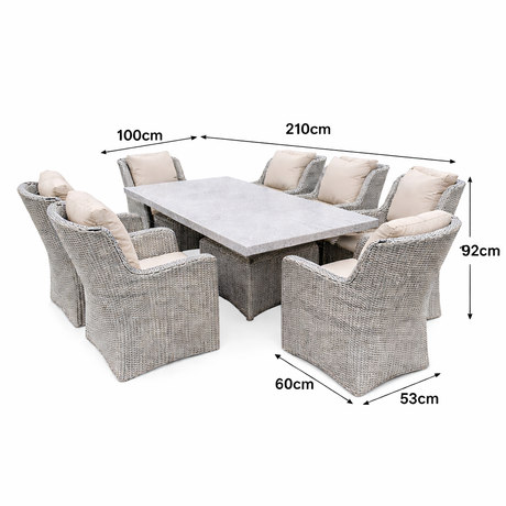 Valley 8-Seater Rattan Dining Set with Long Table